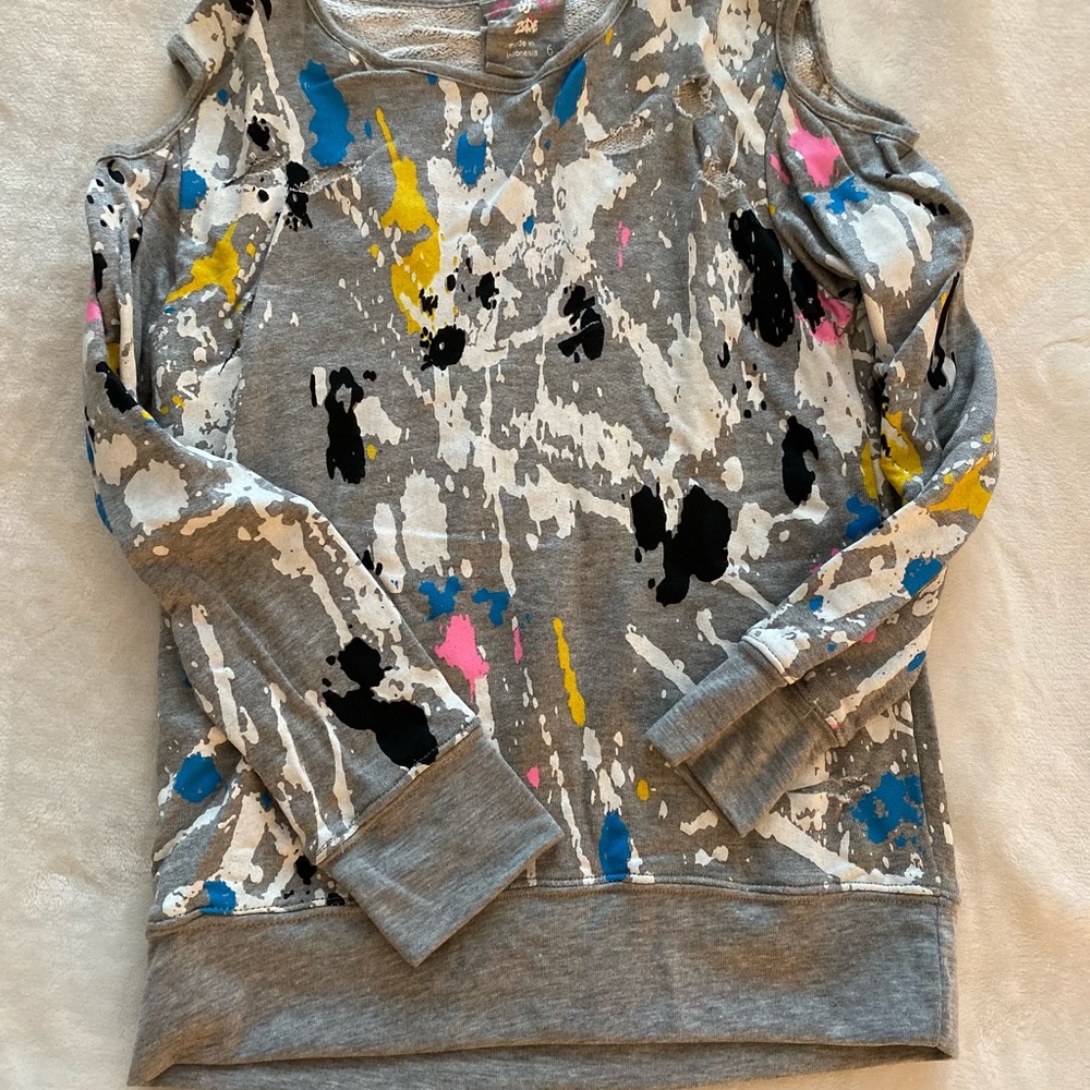 Girls Cold-Shoulder Splatter Sweatshirt